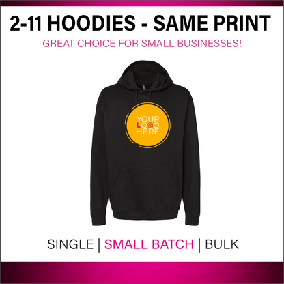 Small Batch (2-11) Custom Hoodie – M&O Unisex Pullover | Personalized Print | Premium Cotton / Poly Blend