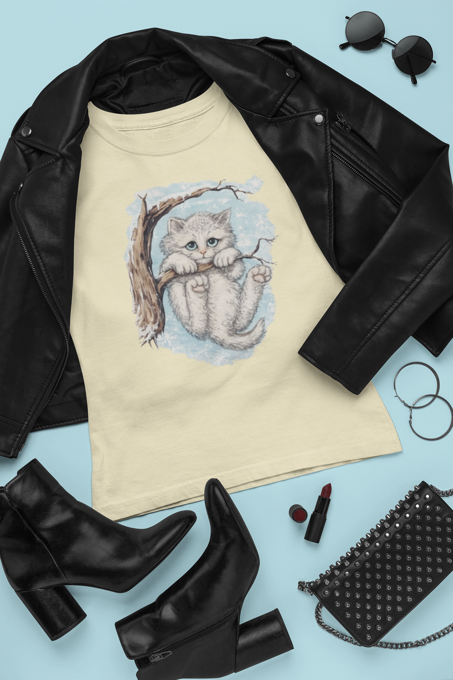 Opalite Cat Graphic Tee – Sparkle Aesthetic Shirt